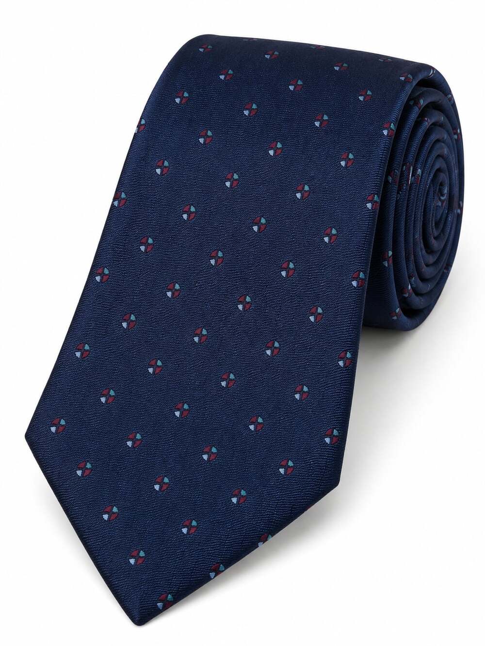 Isaco Silk Necktie Blue Geo Print Made In Italy